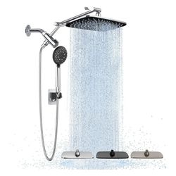 2420: Wide Rain Shower Head with Handheld, High Pressure Rainfall Showerhead Combo with Arm for Bathroom Accessories, Home Decor, Detachable Dual Show