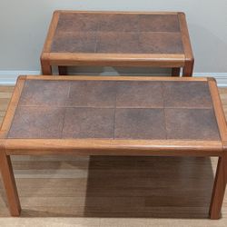 Wood Tiled Coffee End Table Set