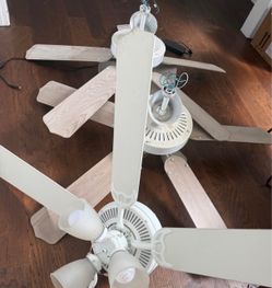 White Ceiling Fans with Light Kits – Set of 3