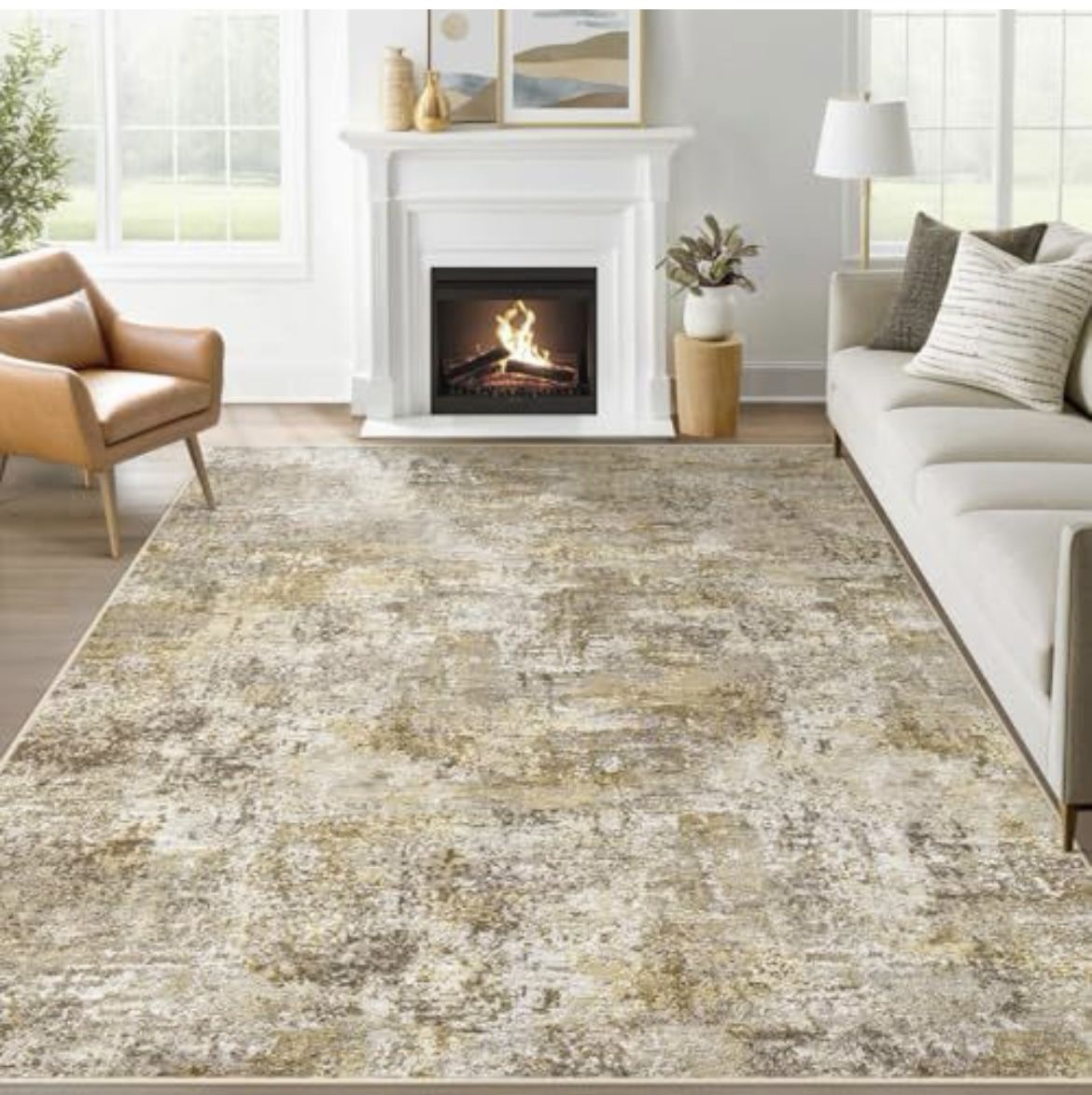 Modern Gold Brown 5x7 Rug