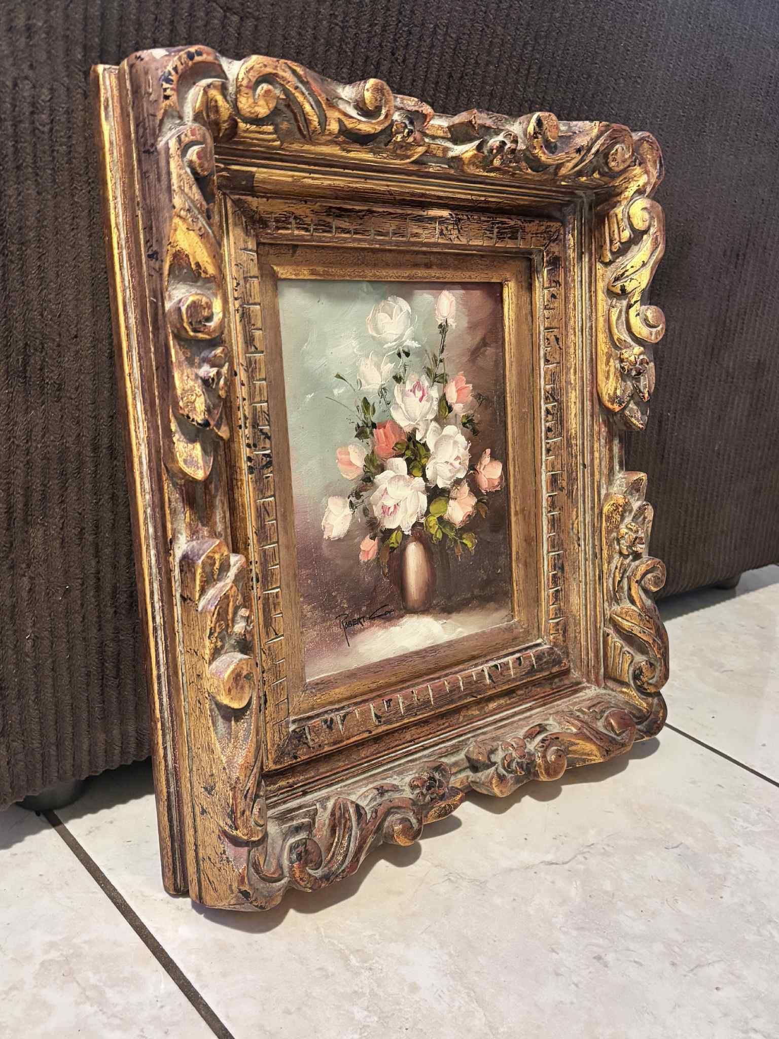 Vintage Flowers In A Vase Painting Signed Robert Cox