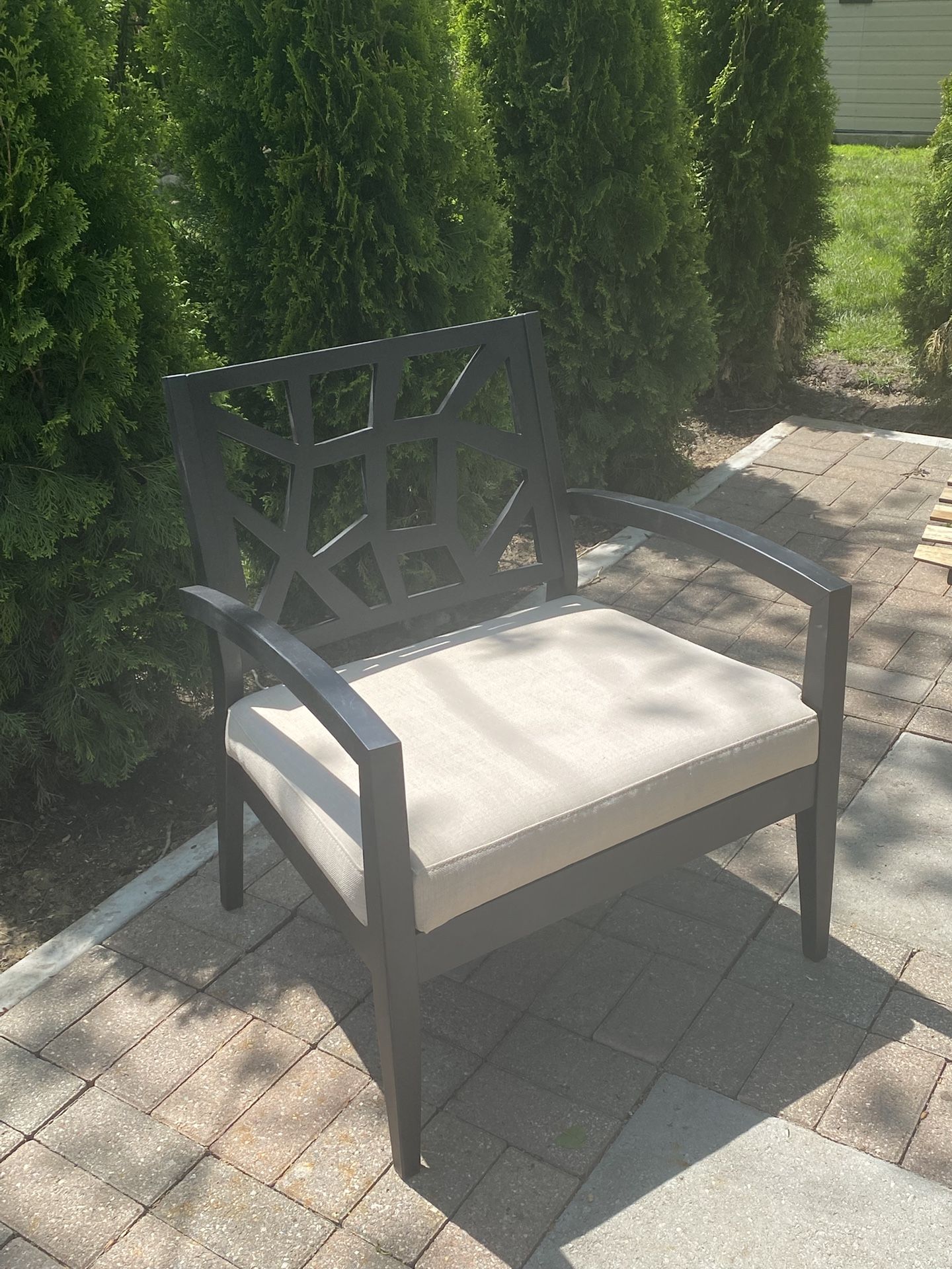 Wooden Black and cream Occasional Chair *Oversized*