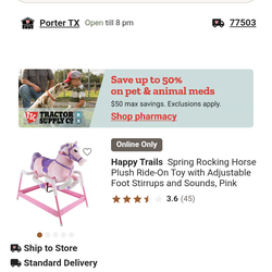Happy trails pink spring rocking horse