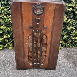 1936/37 Philco Radio Antique Console Wood Cabinet 