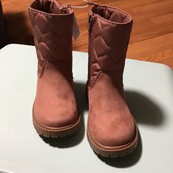 OLD NAVY PINK SUEDE FABRIC BOOTS SIZE 9  NWT 