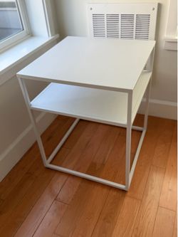 Sleek Modern White Metal Accent Table - Like New
