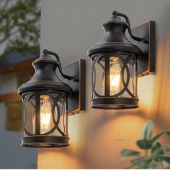 2-Pack Outdoor Wall Lights, Porch Lights, Waterproof Outdoor Wall Sconce, Exterior Light Fixture Oil-Rubbed Bronze 
