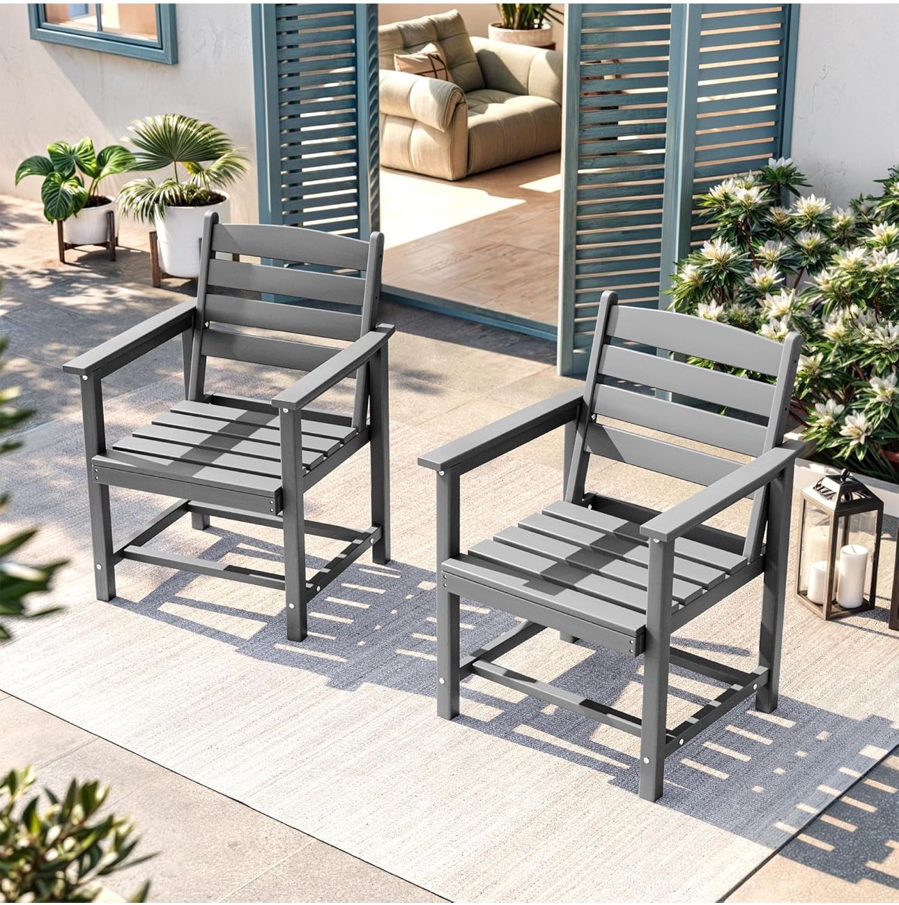 UDPATIO All Weather HDPE Patio Chairs Set of 2, Oversized