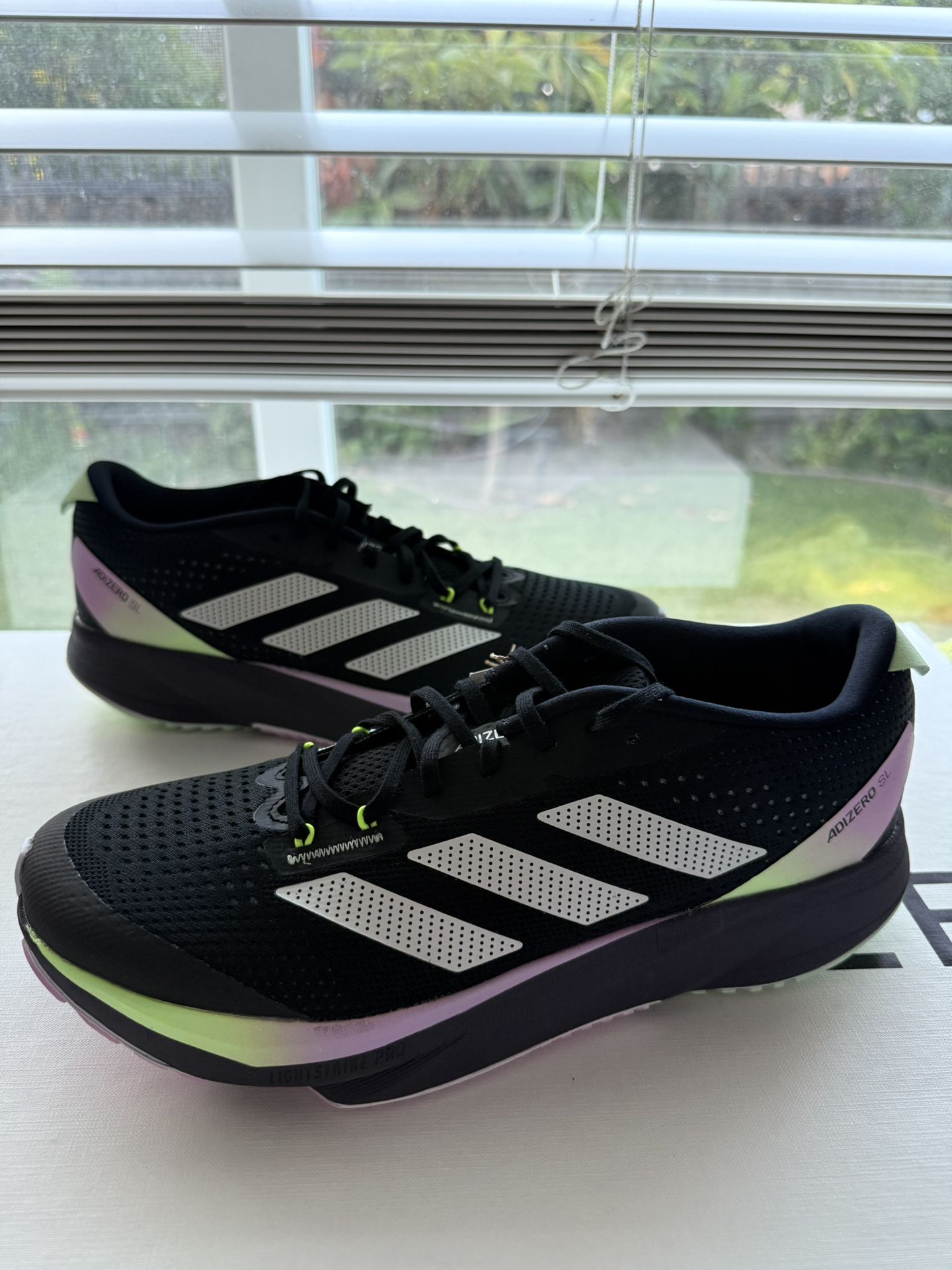 Adidas Adizero SL Running Shoes Black Metallic Green Spark Women's Size 10 NEW