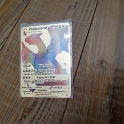 Pokemon Charizard GX Rainbow  Gold Plated Card