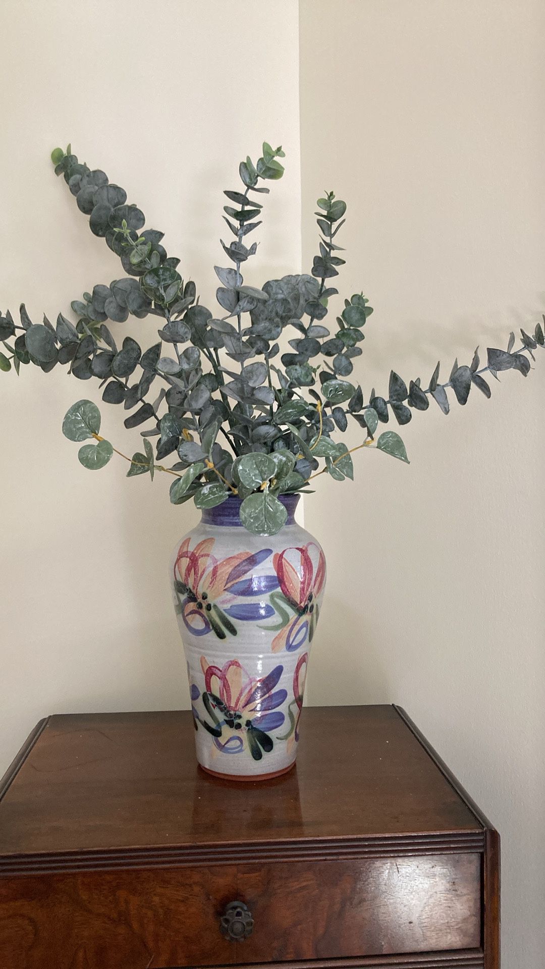 Artist signed Flower Pottery Vase