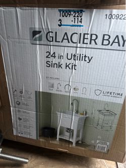 Laundry Sink / Utility Sink Work Center in White with Pull-Out