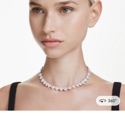 Ariana Grande x Swarovski necklace Mixed cuts, Heart, White, Rhodium plated