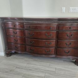 Large Solid Wood Dresser With Mirror For Sale