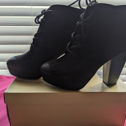 8  Women's Comfort Stacked Chunky Heel Lace Up Ankle Booties

