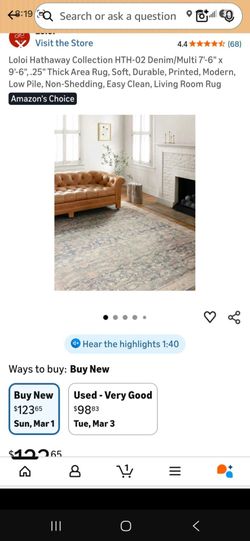 Loloi area rug 7ft 6in x 9ft 6in denim multi