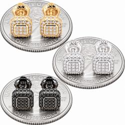 Moissanite 925 Sterling Silver 14k Gold Vermeil Black Rhodium 7mm Square Screw Back Stud Earrings
