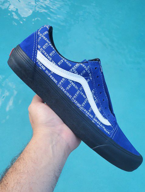 NEW + RECEIPT | Supreme x Vans Old Skool Pro "Blue Grid Logo" Size 10