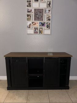 brown and black TV stand