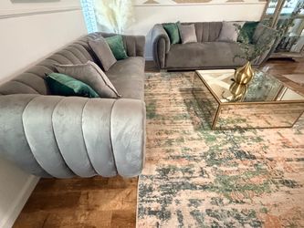 Grey velvet sofá set