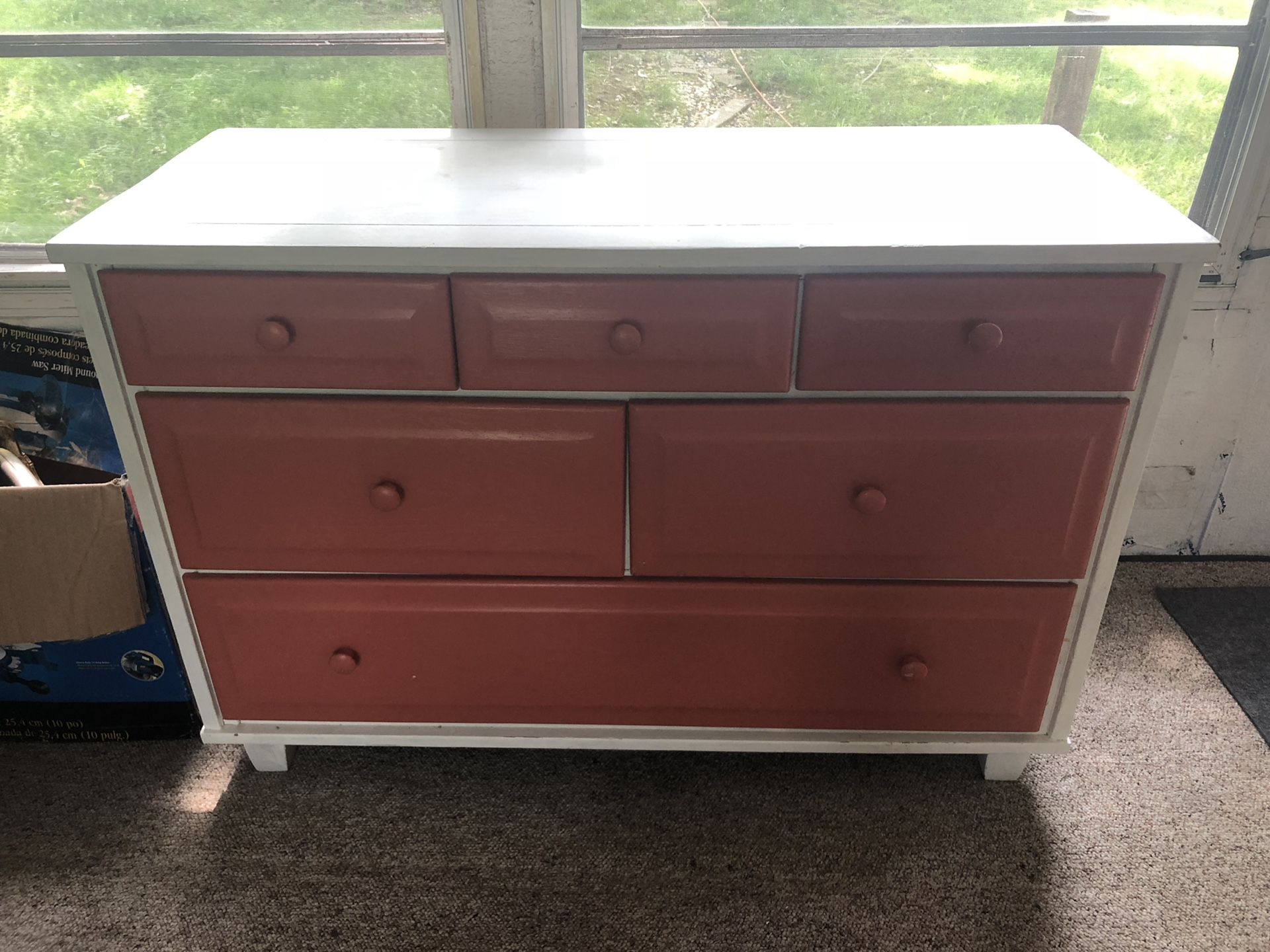 White and Coral dresser