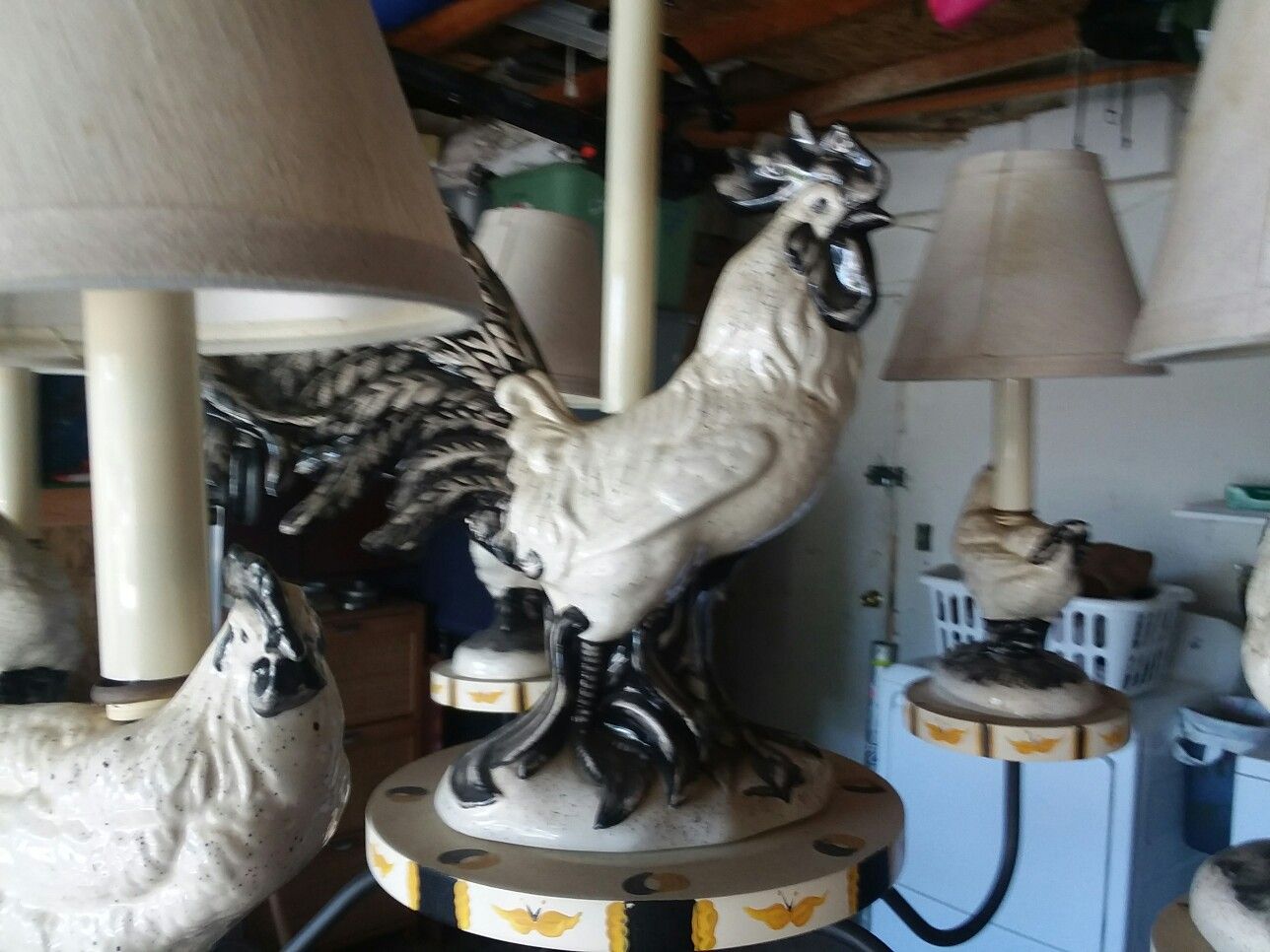 Rooster and chicken chandelier