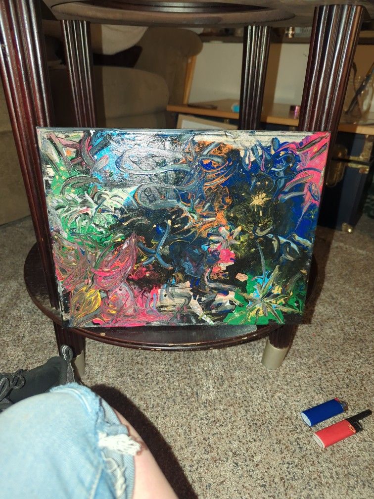 My2nd, Hand Painted, Abstract Painting8"16easy, To See Many Figures