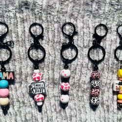 Handmade Beaded Keychains, Moms, Leopard Print, Gifts