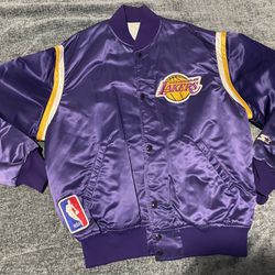 NBA Los Angeles Lakers Starter Purple Satin Starter Bomber Jacket Men’s Extra Large 