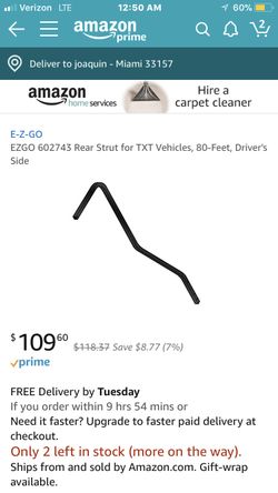 EZGO TXT Golf Cart Rear Struts Bend with a slight bend (Brand New)