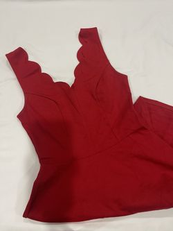 AQUA red scalloped dress XS