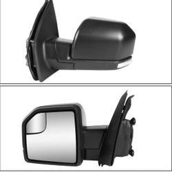 Black Manual Towing Mirrors For 15-18 Ford F-150