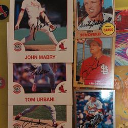 6 St Louis Cardinals Autograph Cards And Pics
