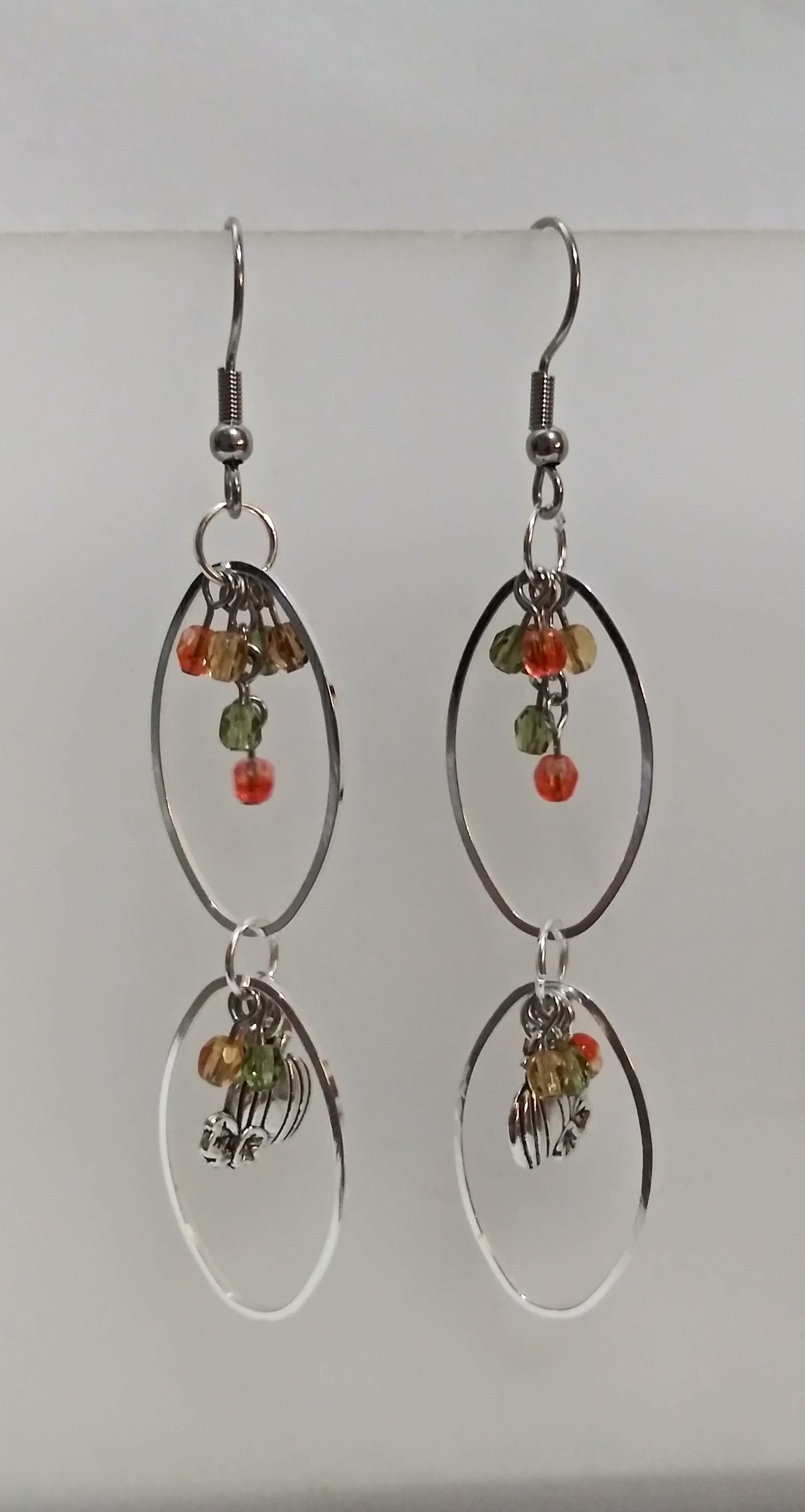 Handmade fall pumpkin dangle earrings