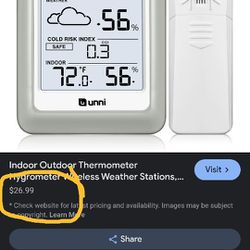 Indoor/ Outdoor Thermometer Wireless Weather 