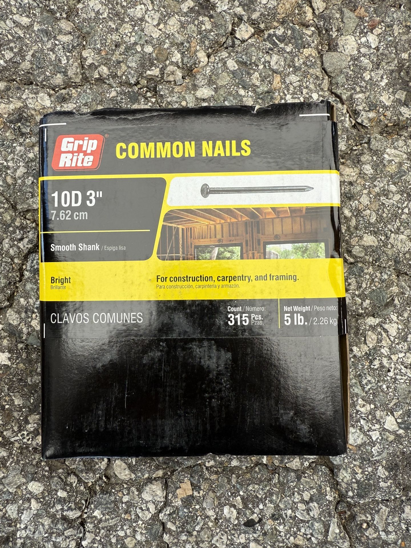 GripRite 10D 3"7.62cm COMMON NAILS ((4 boxes available))