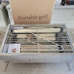 New Stainless Steel Portable Grill 16-1/2 x 11 x 8 Inch