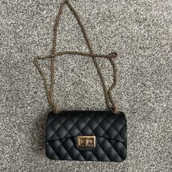 Black Faux Leather crossbody purse 