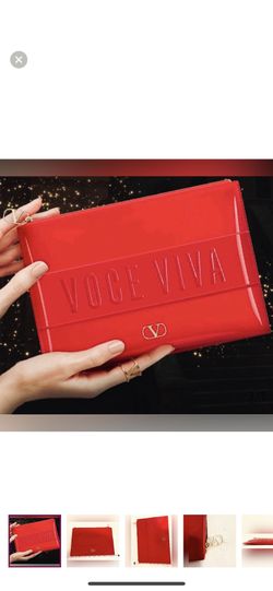 Valentino Voce Viva Vibrant Red Hand Clutch /Valentino Beauty Travel Tote