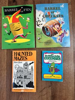 Vintage Scholastic Humor Book Lot – Barrel of Fun, Barrel of Chuckles, Six-Million-Dollar Cucumber – Retro Joke & Activity Books