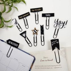 Black and White Sticker Paper Clips, Woman Bookmark Paper Clips, Planner Accessory, Stationary, Page Marker Clips, Journaling Clip, School Supplies