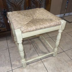 Ballard Dorchester Short Stool with Hand-Woven Rush Seat