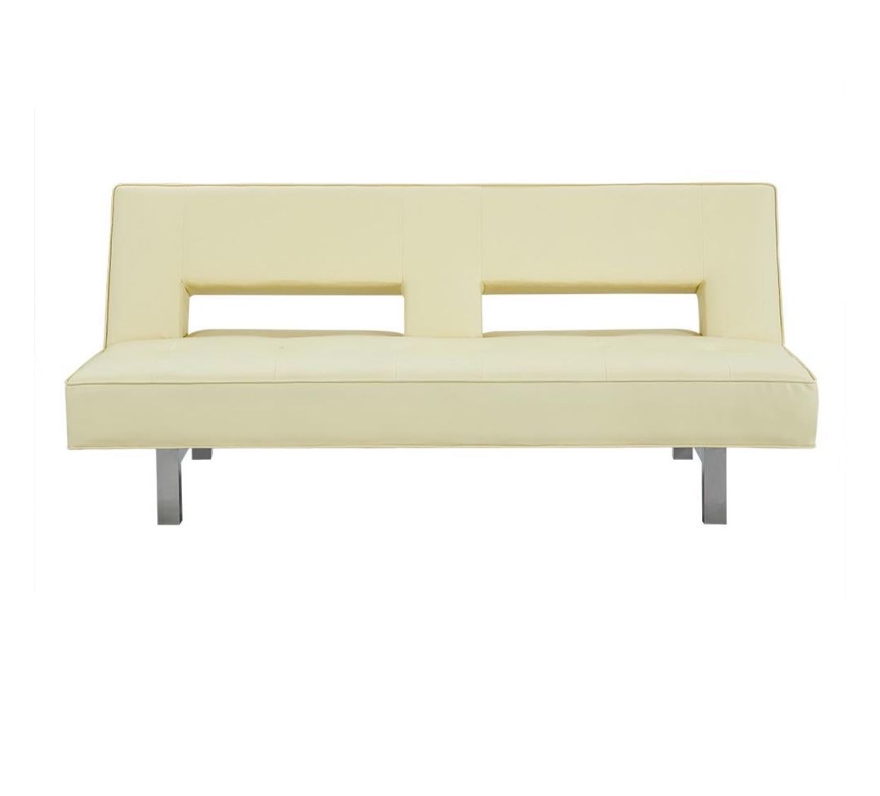 New In Box Modern Convertible Futon Sofa Bed with Chrome Metal Legs, European Style Reclining