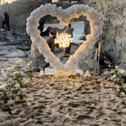 White Floral Proposal Heart Backdrop