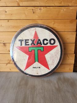 Texaco Round Embossed Vintage-Style Metal Sign 12"