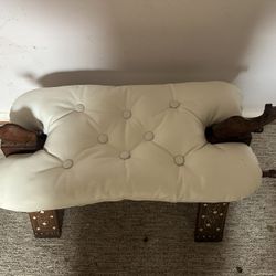 Wood Inlay Camel Footstool