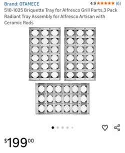 (contact info removed) Briquette Tray for Alfresco Grill Parts,3 Pack Radiant Tray Assembly for Alfresco Artisan with Ceramic Rods