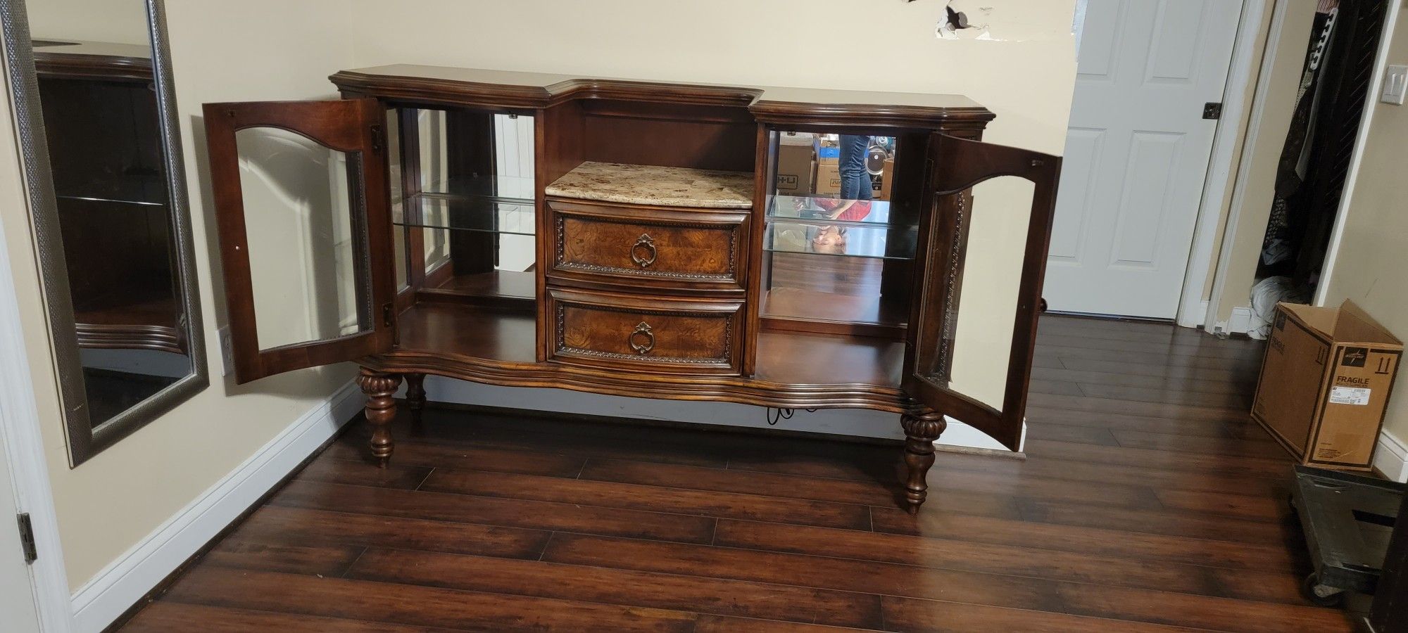 Wood Hutch With Marble Top