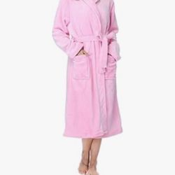 RONGTAI Womens Bathrobe Ladies Fleece Plush Warm Long Robes Fleece Nightgown Sleepwear
