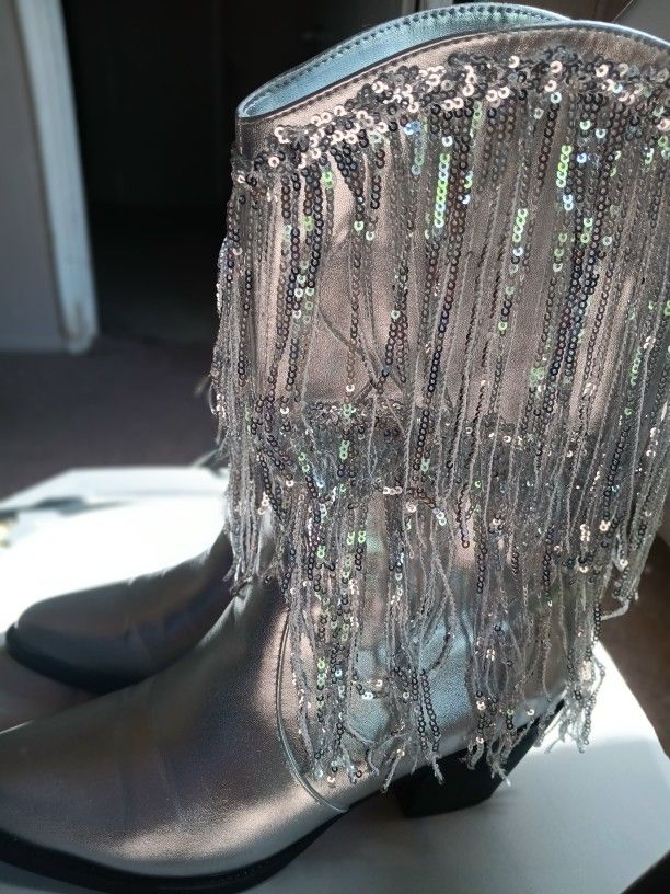 Sequin Sliver Boots